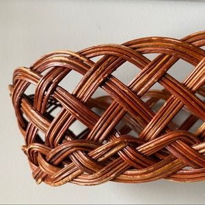 Vintage MCM Long Wicker Woven Wall Basket